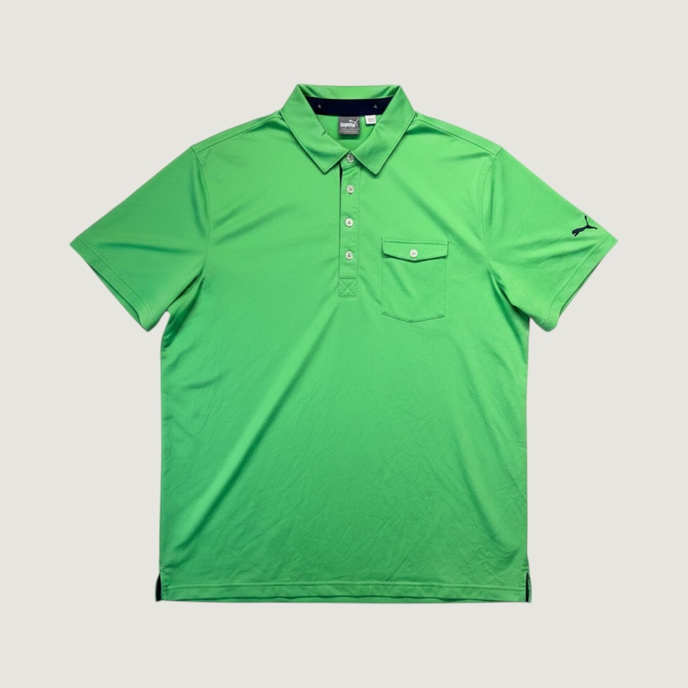 Puma Golf Polo Shirt Mens XL Green Short Sleeve Performance Pocket Athletic